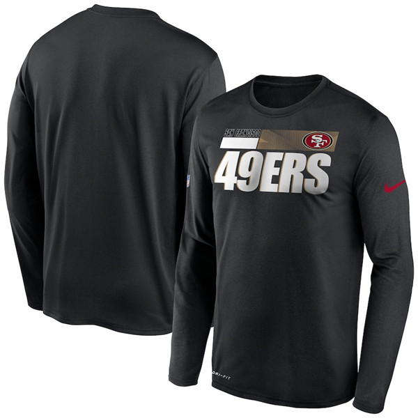 San Francisco 49ers 2020 Black Sideline Impact Legend Performance Long Sleeve NFL T-Shirt (All Size)